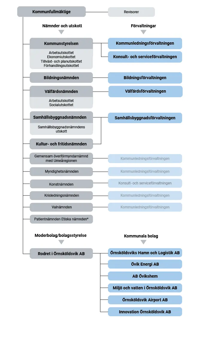 Bilden visar ett organisationsschema på kommunen