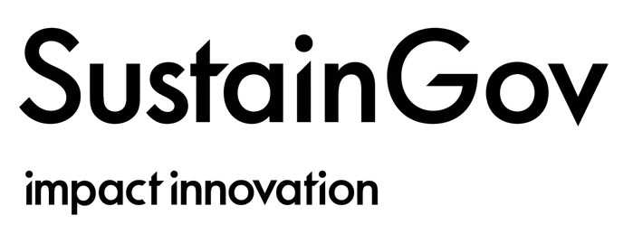 Logotyp för SustainGov i svart text på vit platta.